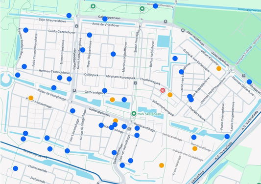 plattegrond van Galecop, met woningen die meedoen aan de Doorstroomtrein